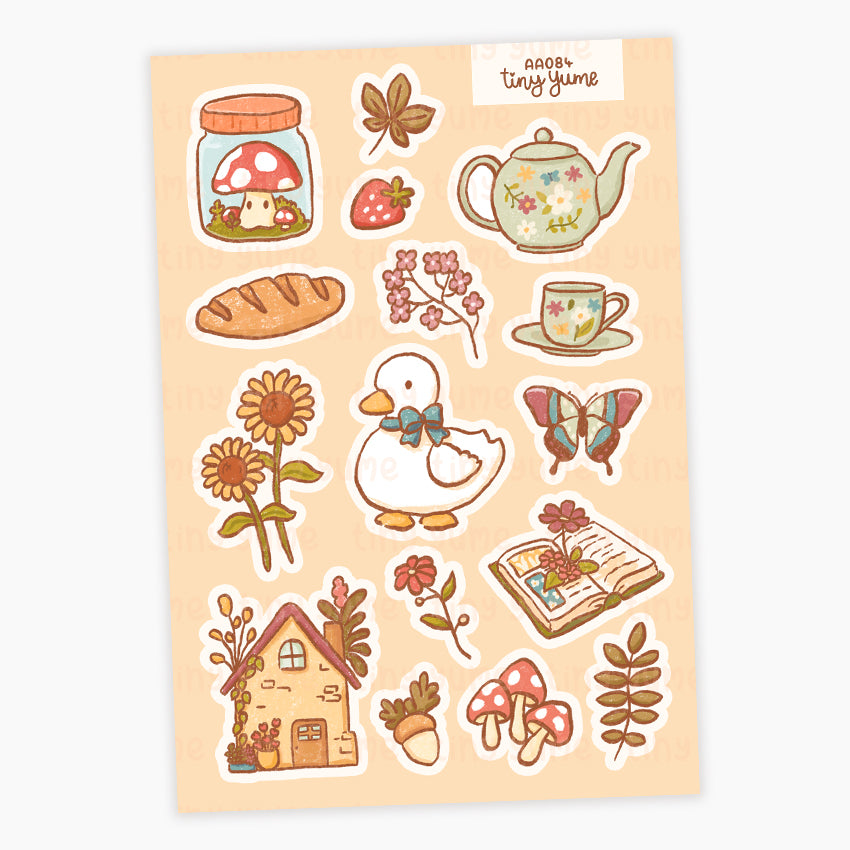 Light Grey Owlet Watercolor Cottagecore Stickers – Mae's Room