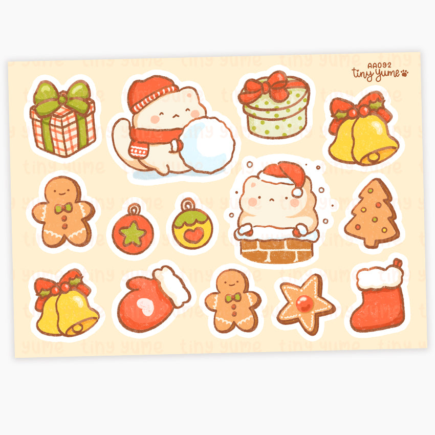 Christmas Stickers, Gingerbread, Gifts, Santa, Cute animal Stickers, Polco Stickers, Deco Stickers