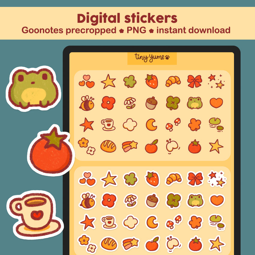 deco digital stickers, pre-cropped Goodnotes stickers