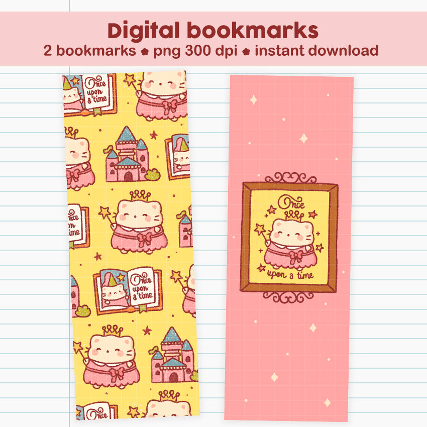 Princess digital bookmarks, download reading bookmark, book page marker