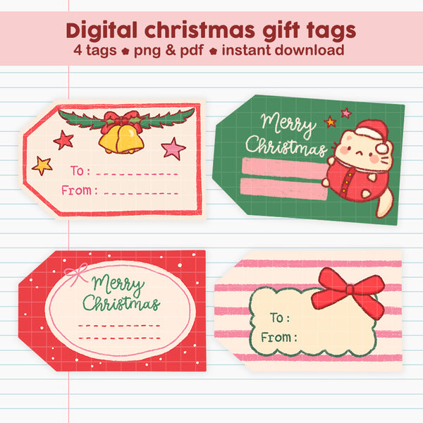 Christmas gift tags, cute gift tags, digital gift tags