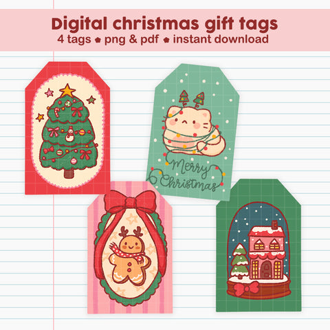 Christmas gift tags, cute gift tags, digital gift tags