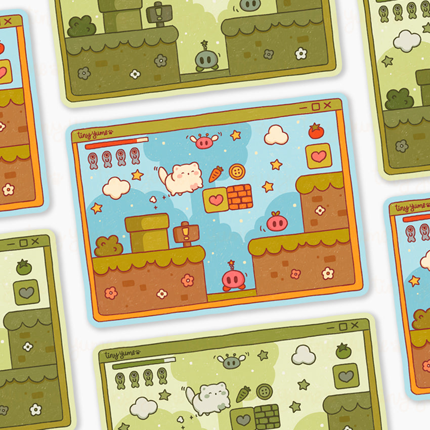 Platform game big stickers, retro gaming, arcade game stickers