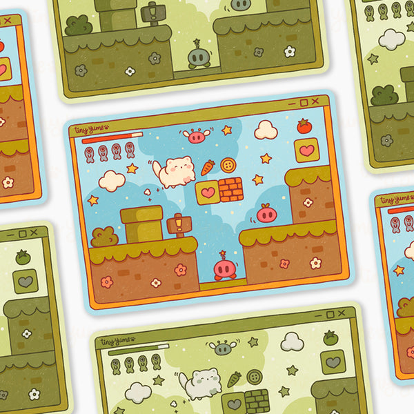 Platform game big stickers, retro gaming, arcade game stickers