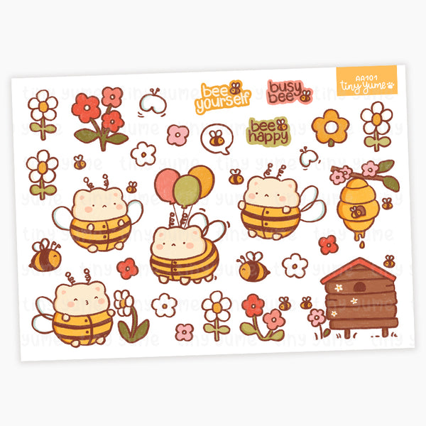 Honey bee sticker sheet #AA101