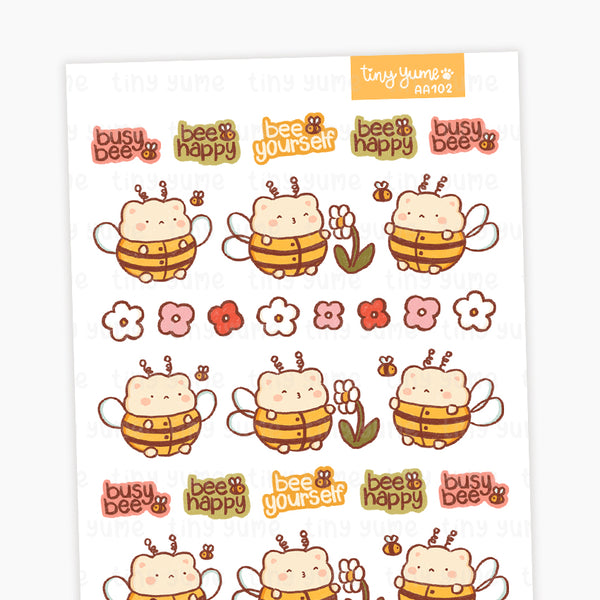 Honey bee sticker sheet, Bumble bee, Planner Stickers