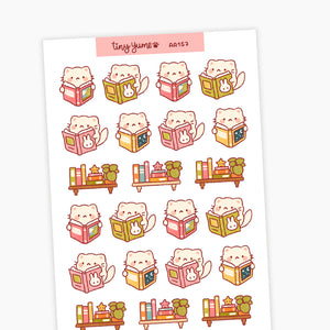 Reading books stickers, books lover sticker sheet
