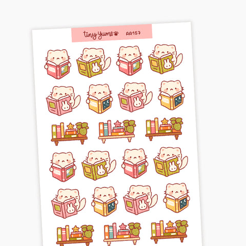 Reading books stickers, books lover sticker sheet