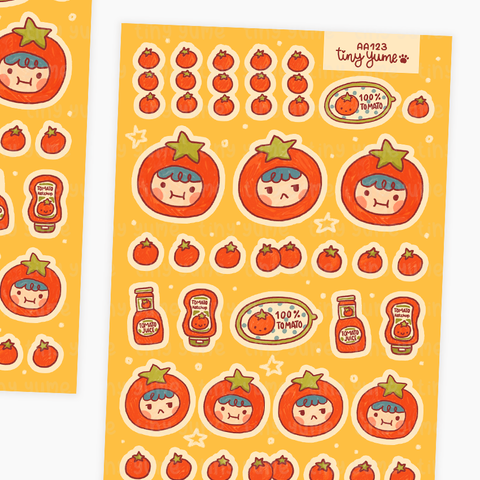 tomato stickers, tomato cute stickers, cute stickers, Polco Stickers