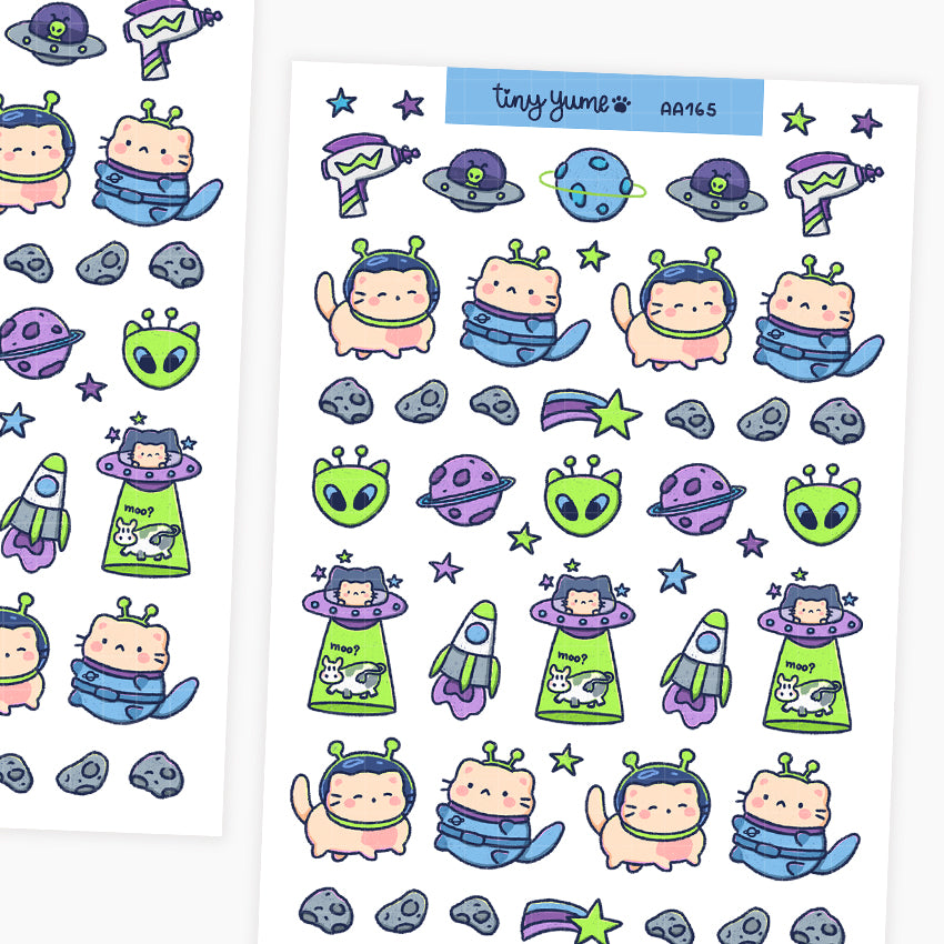 Space stickers, astronaut sticker sheet, cosmic stickers, holographic sticker 