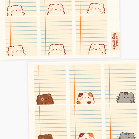 Box notebook cat stickers, Cute animal Stickers, Polco Stickers, Deco Stickers