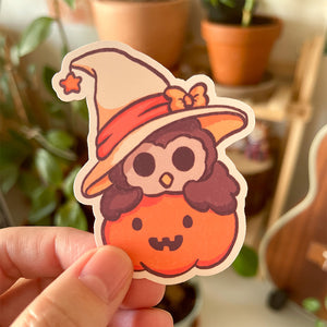 Pumpkin owl vinyl stickers, Halloween Autumn Stickers, Cute Planner Diecuts