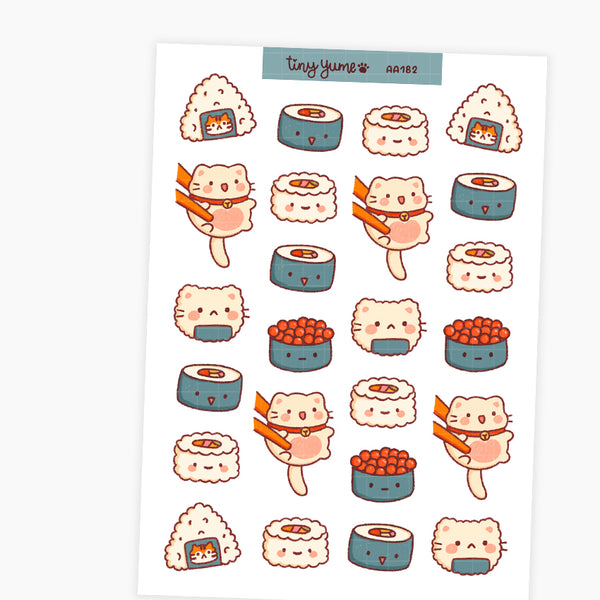 Japan sticker sheet, japanese, koinobori, sakura, sushi, maneki neko
