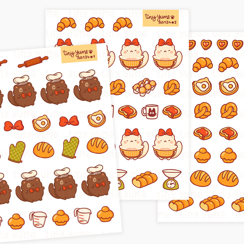 Bakery stickers, cute cat stickers, Polco stickers, penpal stickers