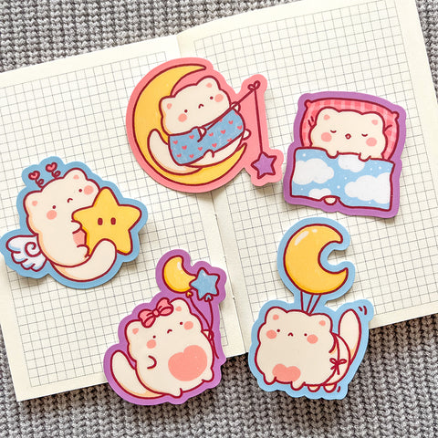 Dreamy vinyl stickers, moon cute stickers, star diecuts