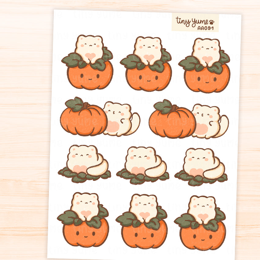 Yume Pumpkin Halloween sticker sheet, Autumn Planner Stickers