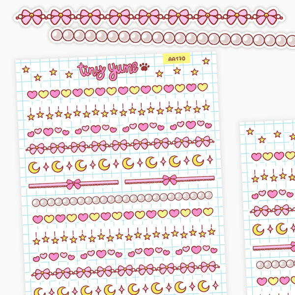 Magical moon divider stickers, moon, heart, star, planner stickers