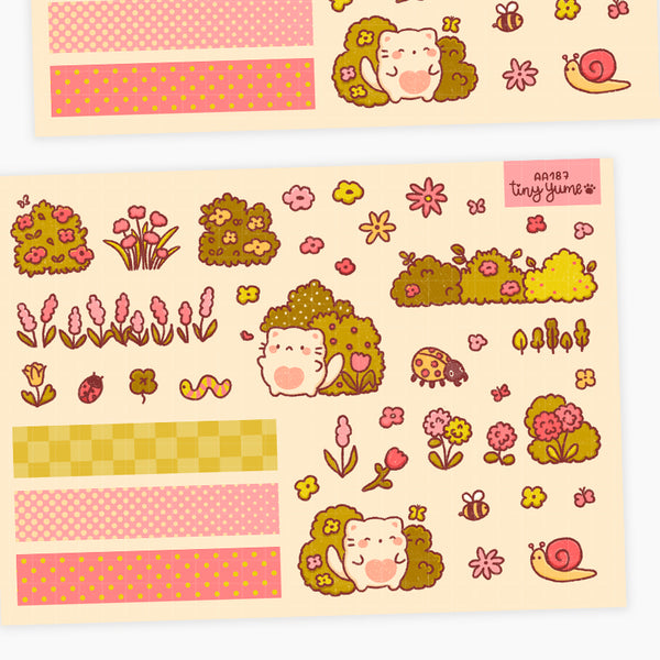 Spring sticker sheet, flower stickers, cute bugs stickers