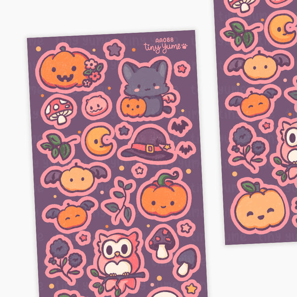 Halloween sticker sheet, owl, ghost, pumpkin, Autumn Planner Stickers