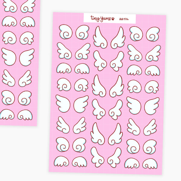 Angel wings sticker sheet, dreamy, pastel, wings stickers