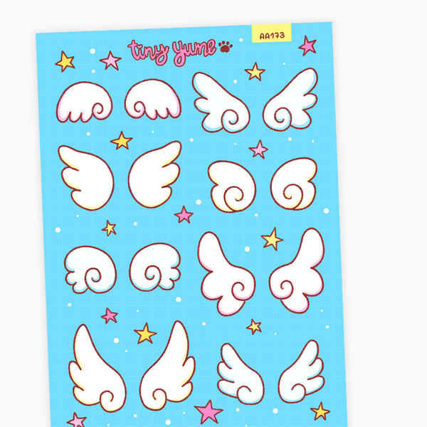 Angel wings sticker sheet, dreamy, pastel, wings stickers