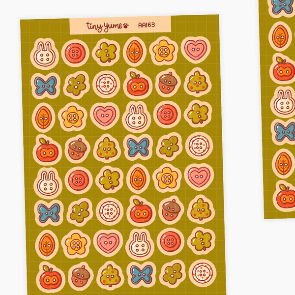 Button stickers, sewing buttons sticker sheet