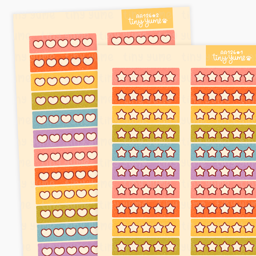 Rating planner stickers, heart rating stickers, star rating stickers, rating book