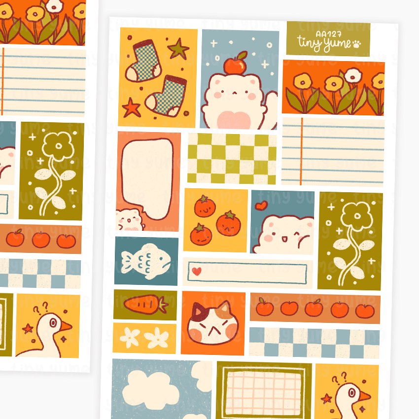 deco stickers, cat, square, goose, tomato stickers, cute stickers, Polco Stickers