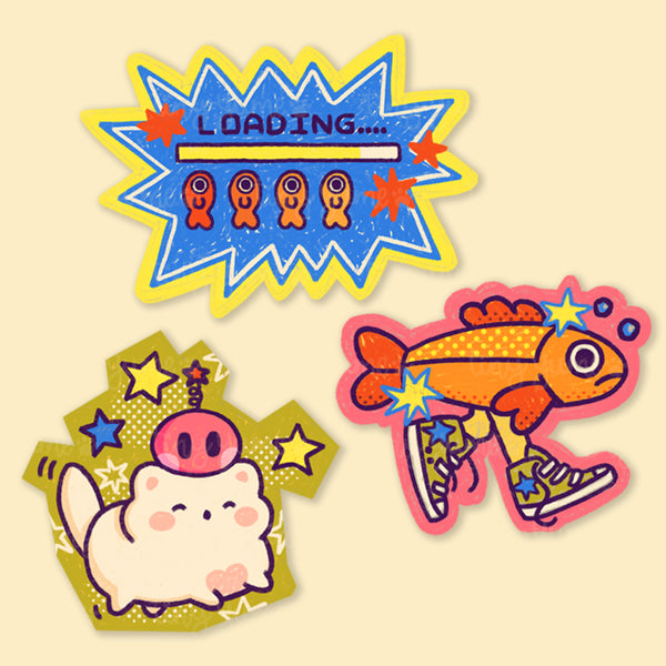 Pop art stickers, retro game stickers, gaming stickers