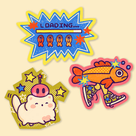 Pop art stickers, retro game stickers, gaming stickers