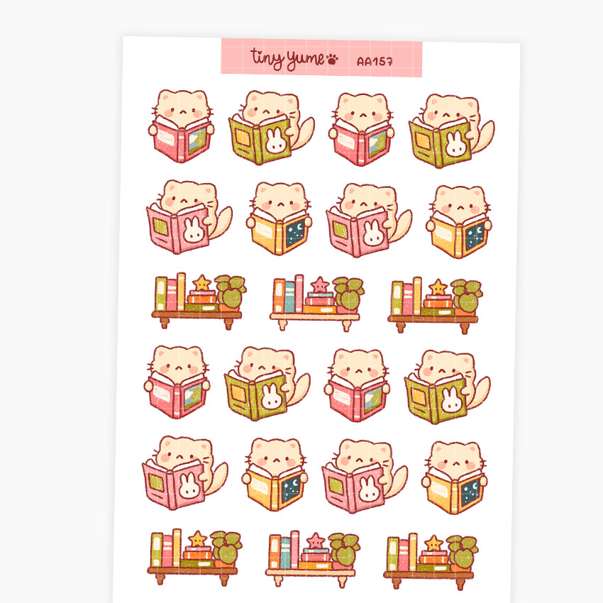Reading books stickers, books lover sticker sheet