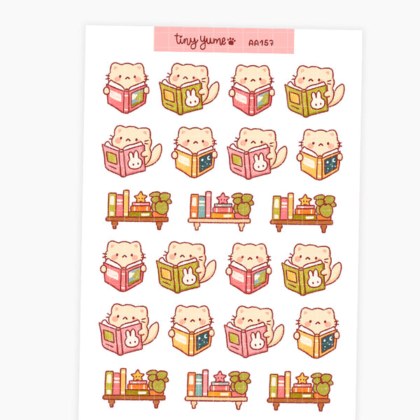 Reading books stickers, books lover sticker sheet