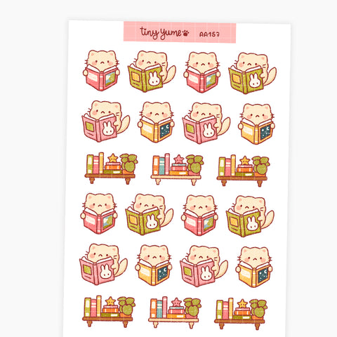 Reading books stickers, books lover sticker sheet
