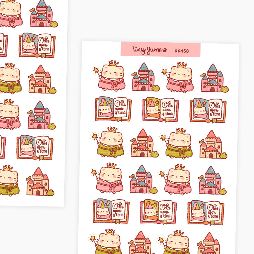 Princess Yume stickers, Once upon a time, books lover sticker sheet