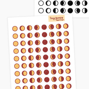 Moon phases stickers, moon icons, mini stickers, planner stickers