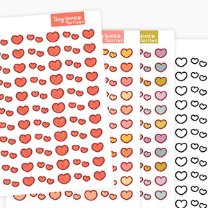 Hearts sticker sheet, tiny stickers, heart stickers, Planner Stickers