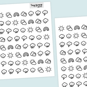 Weather stickers, weather icons, sun, cloud Stickers, planner stickers