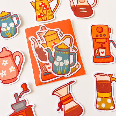 Tea and coffee pots die cuts, Tea and coffee makers embellishments