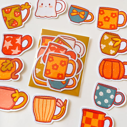 Tea and coffee mugs die cuts, Tea and coffee mugs embellishments