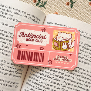 Antisocial book club sticker, reading sticker, book vinyl stickers