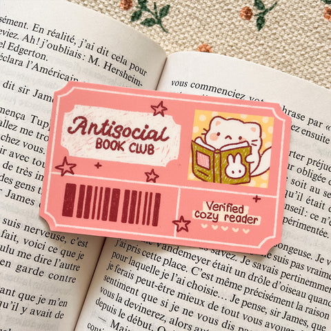Antisocial book club sticker, reading sticker, book vinyl stickers