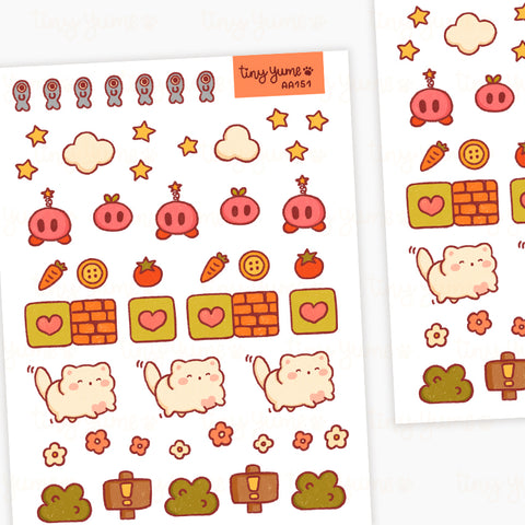 Arcade game stickers, video game stickers, platform game sticker