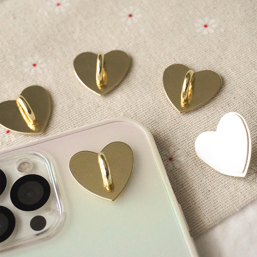Heart Ring Hook, Gold Heart Phone, Sticky Heart Phone, Phone Holder, Phone Grip, Metal Phone Charms