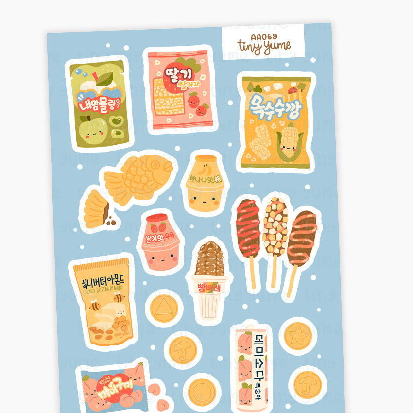 Korean food Stickers, Kfood Polco Stickers, Deco Stickers, Hand Draw Stickers