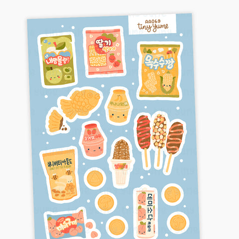 Korean food Stickers, Kfood Polco Stickers, Deco Stickers, Hand Draw Stickers