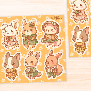 Rabbit Stickers, animal Stickers, cute Stickers, Cottage Stickers, Polco Stickers, Deco Stickers